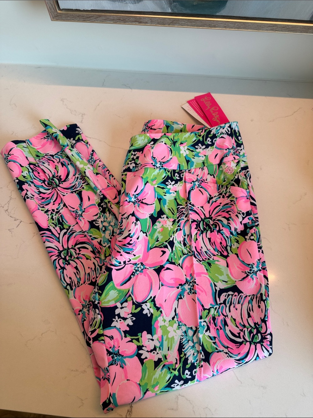 Lilly Pulitzer Navy, Pink & Green Floral Womens Luxletic Pants